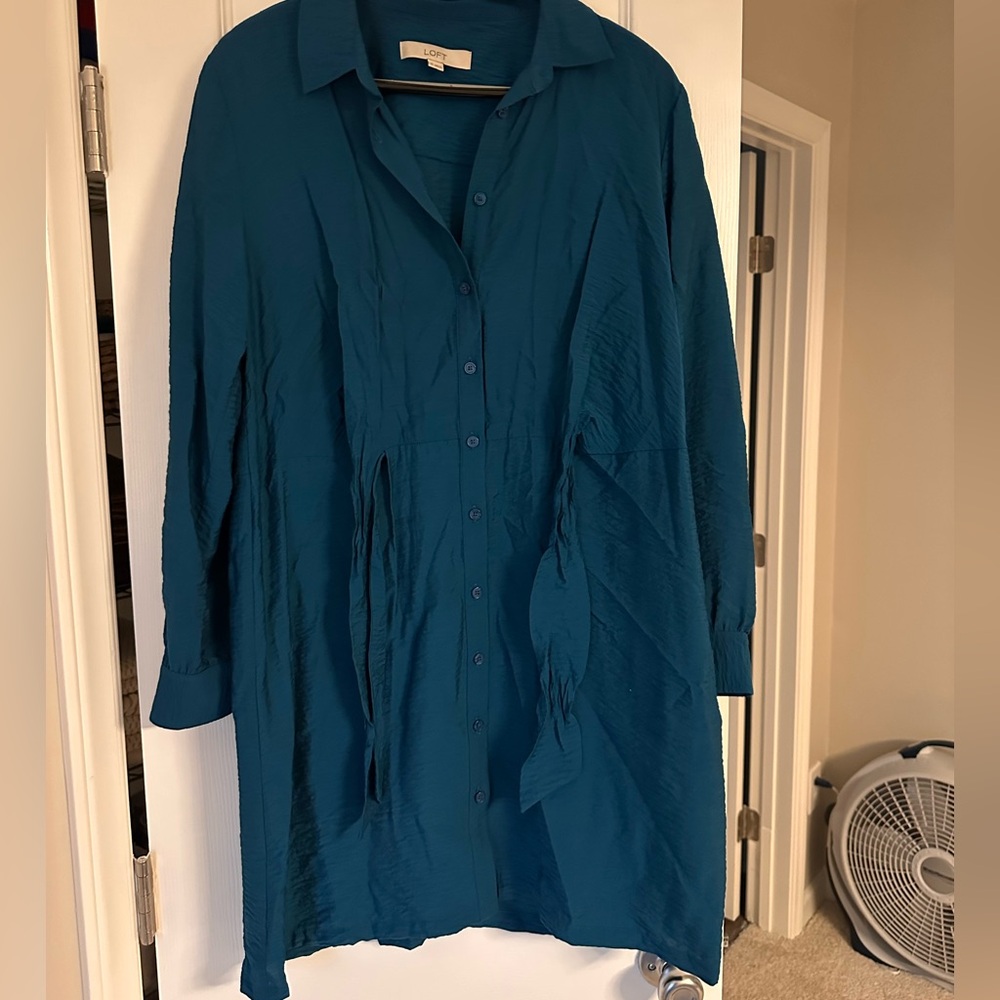 LOFT Teal Collared Dress